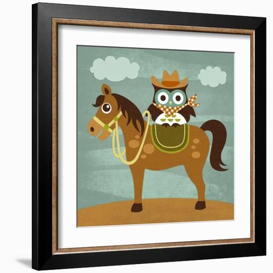 Cowboy Owl on Horse-Nancy Lee-Framed Art Print