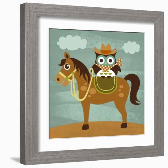 Cowboy Owl on Horse-Nancy Lee-Framed Art Print