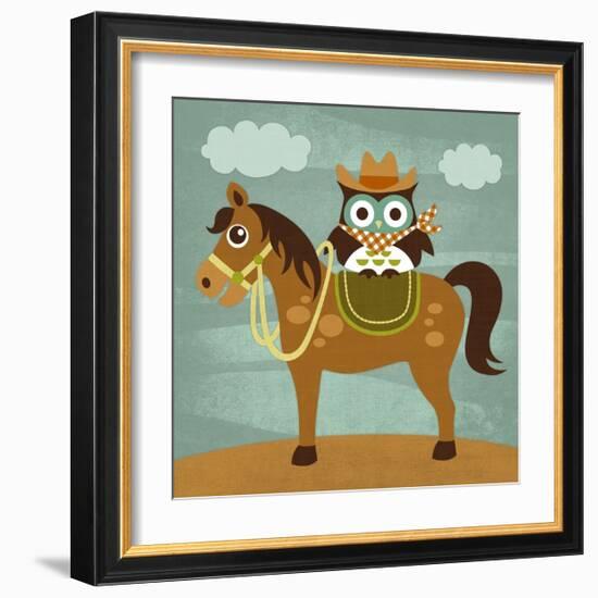 Cowboy Owl on Horse-Nancy Lee-Framed Art Print