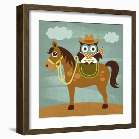 Cowboy Owl on Horse-Nancy Lee-Framed Art Print