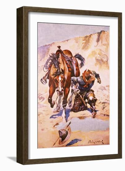 Cowboy Pursued by Indians.-Stanley L. Wood-Framed Giclee Print