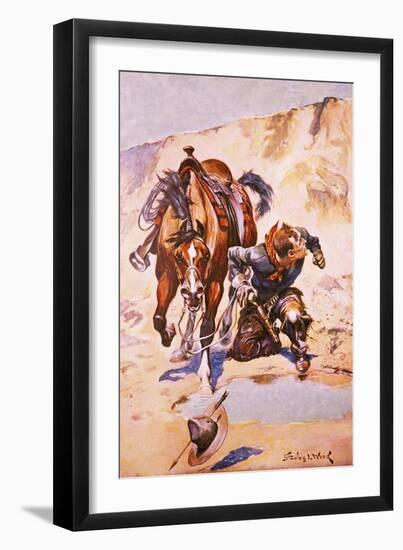 Cowboy Pursued by Indians.-Stanley L. Wood-Framed Giclee Print