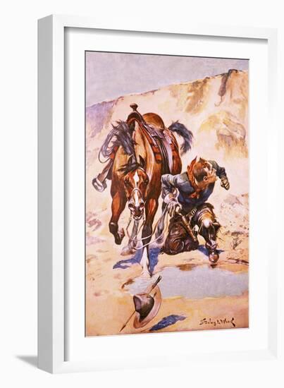 Cowboy Pursued by Indians.-Stanley L. Wood-Framed Giclee Print