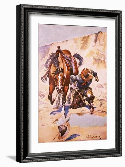 Cowboy Pursued by Indians.-Stanley L. Wood-Framed Giclee Print