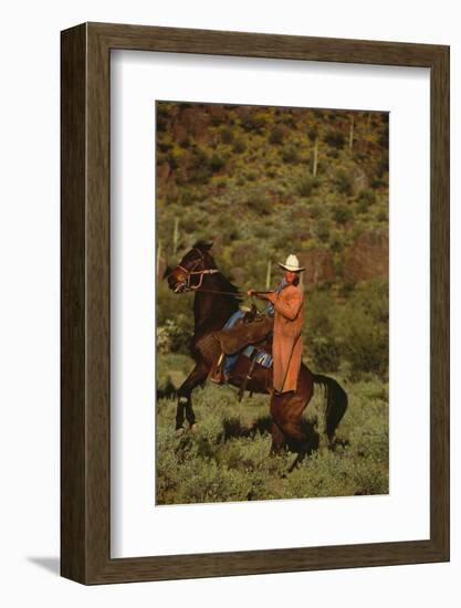 Cowboy Riding a Horse-DLILLC-Framed Photographic Print