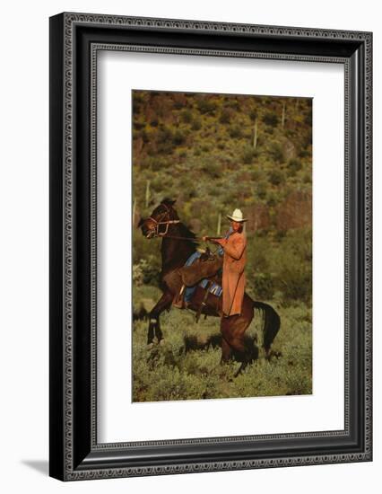 Cowboy Riding a Horse-DLILLC-Framed Photographic Print