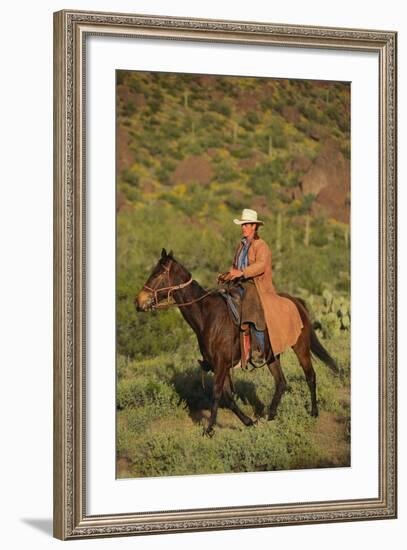 Cowboy Riding a Horse-DLILLC-Framed Photographic Print