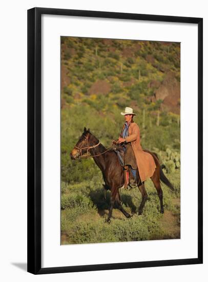 Cowboy Riding a Horse-DLILLC-Framed Photographic Print