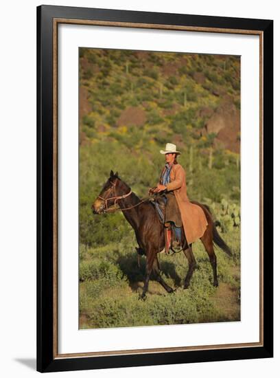 Cowboy Riding a Horse-DLILLC-Framed Photographic Print