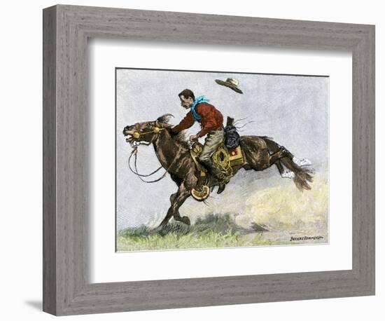 Cowboy Riding a Newly Trained Horse-null-Framed Giclee Print