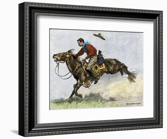 Cowboy Riding a Newly Trained Horse-null-Framed Giclee Print