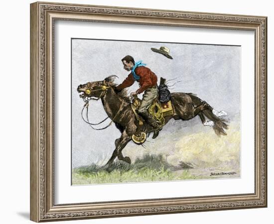 Cowboy Riding a Newly Trained Horse-null-Framed Giclee Print