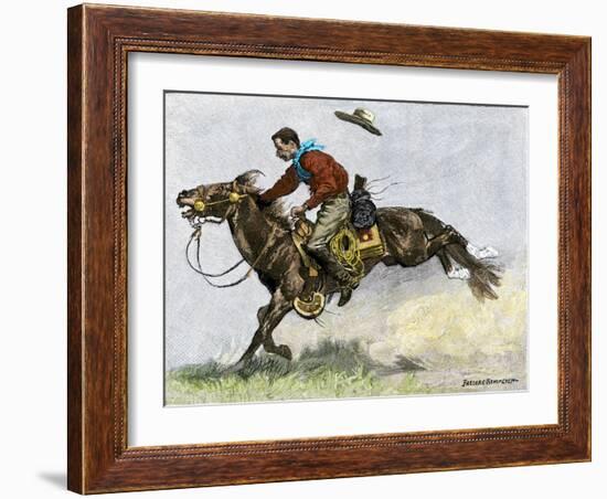 Cowboy Riding a Newly Trained Horse-null-Framed Giclee Print