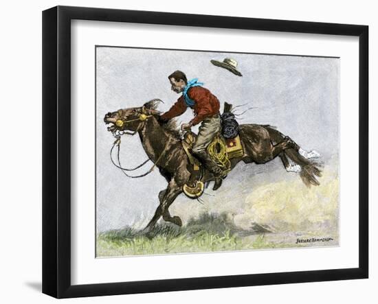 Cowboy Riding a Newly Trained Horse-null-Framed Giclee Print