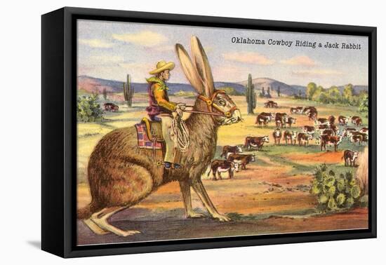 Cowboy Riding Giant Jackrabbit-null-Framed Stretched Canvas