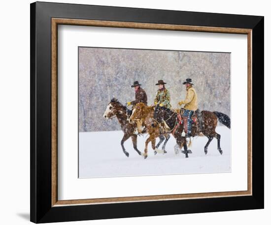 Cowboy Riding Horse, Shell, Wyoming, USA-Terry Eggers-Framed Photographic Print