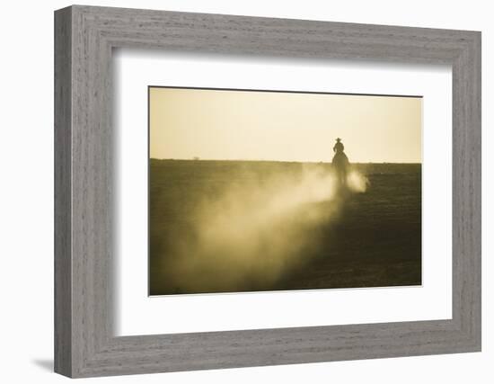 Cowboy Riding in Field-DLILLC-Framed Photographic Print