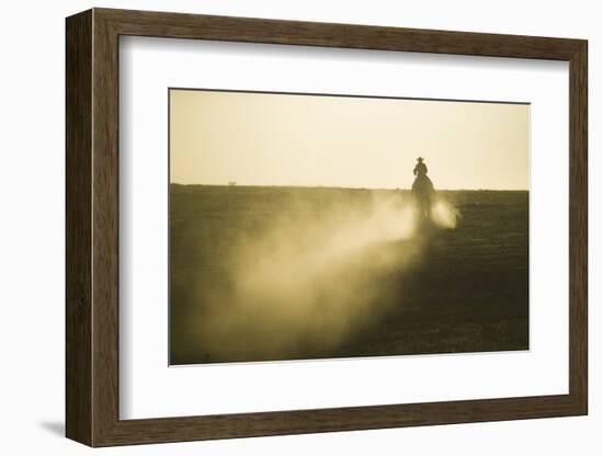 Cowboy Riding in Field-DLILLC-Framed Photographic Print