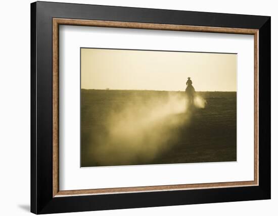 Cowboy Riding in Field-DLILLC-Framed Photographic Print