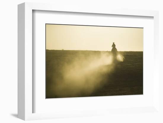 Cowboy Riding in Field-DLILLC-Framed Photographic Print