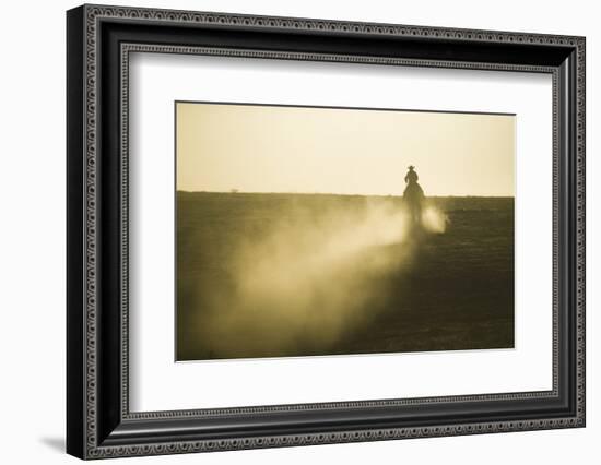 Cowboy Riding in Field-DLILLC-Framed Photographic Print