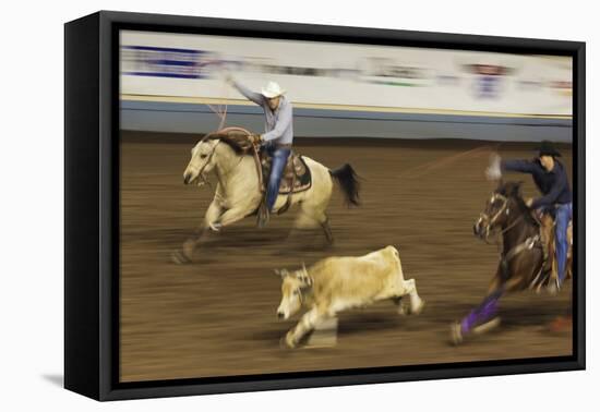 Cowboy Rodeo Competition, Oklahoma City, Oklahoma, USA-Walter Bibikow-Framed Premier Image Canvas