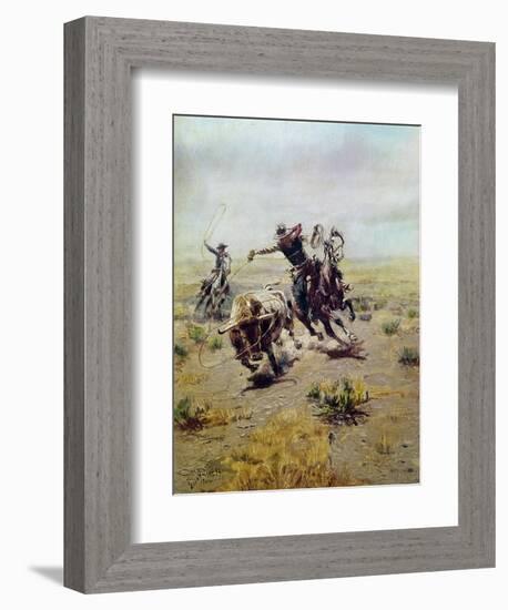 Cowboy Roping a Steer-Charles Marion Russell-Framed Giclee Print