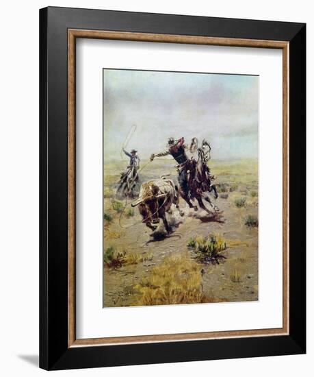 Cowboy Roping a Steer-Charles Marion Russell-Framed Giclee Print