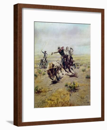 Cowboy Roping a Steer-Charles Marion Russell-Framed Giclee Print