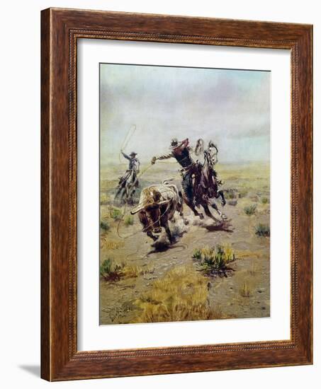 Cowboy Roping a Steer-Charles Marion Russell-Framed Giclee Print