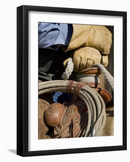 Cowboy's Gloved Hands, Ponderosa Ranch, Seneca, Oregon, USA-Wendy Kaveney-Framed Photographic Print