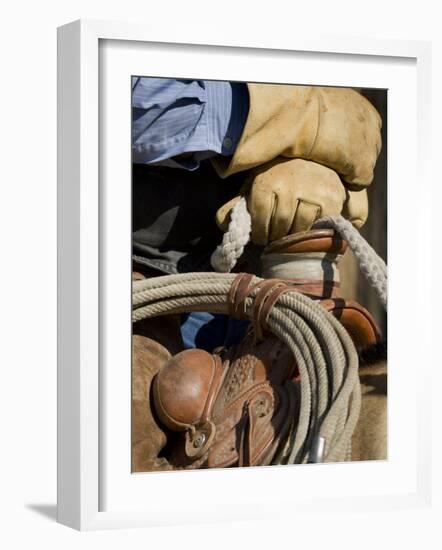 Cowboy's Gloved Hands, Ponderosa Ranch, Seneca, Oregon, USA-Wendy Kaveney-Framed Photographic Print