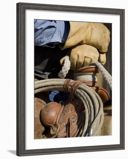 Cowboy's Gloved Hands, Ponderosa Ranch, Seneca, Oregon, USA-Wendy Kaveney-Framed Photographic Print