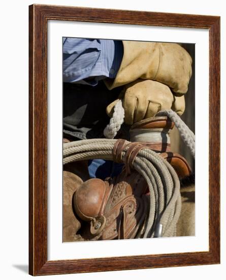 Cowboy's Gloved Hands, Ponderosa Ranch, Seneca, Oregon, USA-Wendy Kaveney-Framed Photographic Print