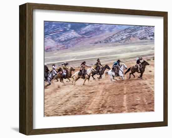 Cowboy's in Motion across the Field-Terry Eggers-Framed Photographic Print