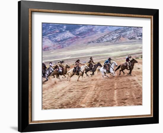 Cowboy's in Motion across the Field-Terry Eggers-Framed Photographic Print