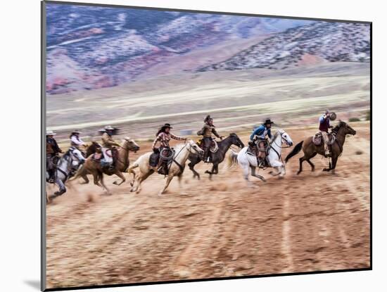 Cowboy's in Motion across the Field-Terry Eggers-Mounted Photographic Print