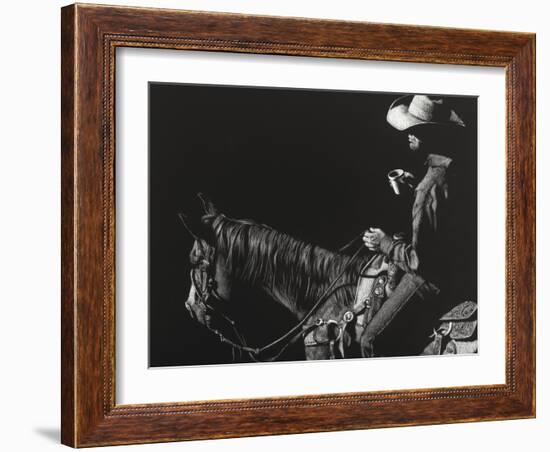 Cowboy Scratchboard I-Julie Chapman-Framed Art Print