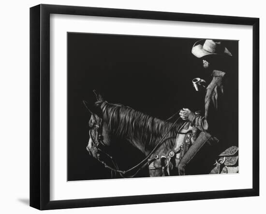 Cowboy Scratchboard I-Julie Chapman-Framed Art Print