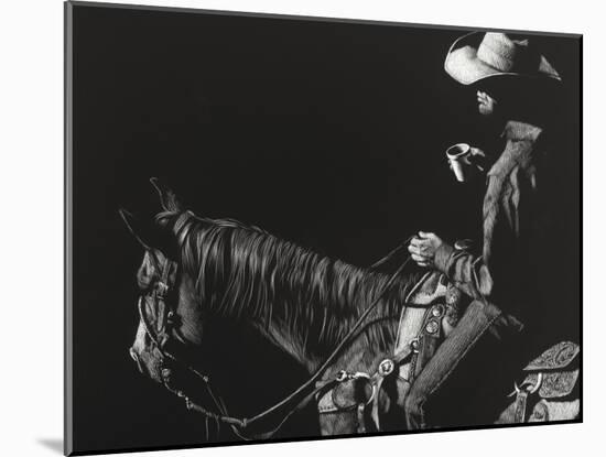 Cowboy Scratchboard I-Julie Chapman-Mounted Art Print