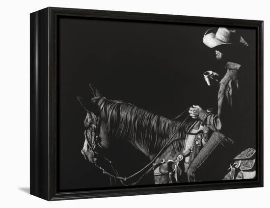 Cowboy Scratchboard I-Julie Chapman-Framed Stretched Canvas