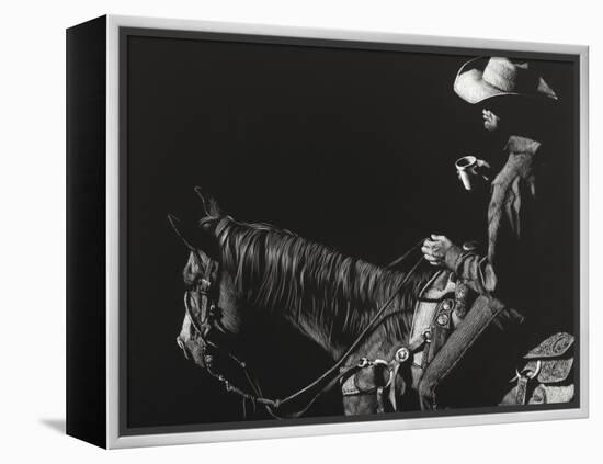 Cowboy Scratchboard I-Julie Chapman-Framed Stretched Canvas