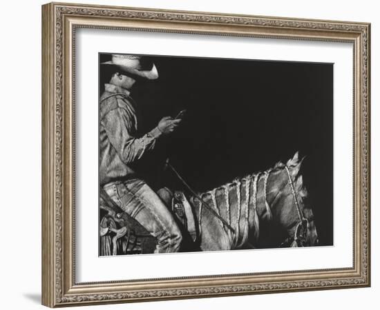 Cowboy Scratchboard II-Julie Chapman-Framed Art Print