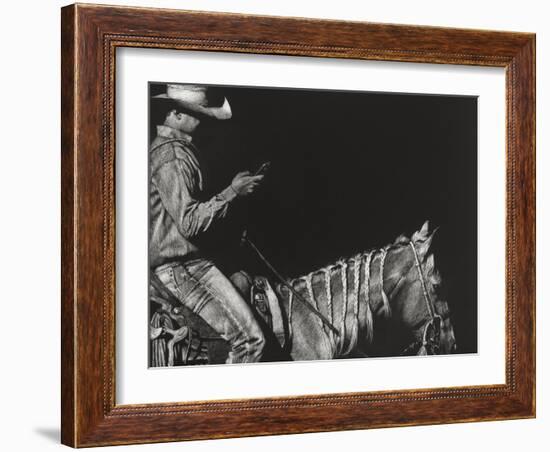 Cowboy Scratchboard II-Julie Chapman-Framed Art Print