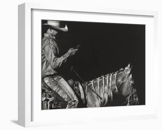 Cowboy Scratchboard II-Julie Chapman-Framed Art Print