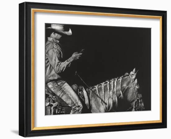 Cowboy Scratchboard II-Julie Chapman-Framed Art Print