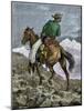 Cowboy Searching for Stray Cattle in the Rocky Mountains-null-Mounted Giclee Print