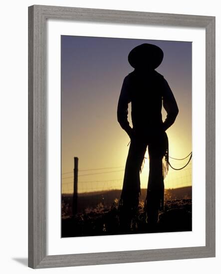 Cowboy Silhouette, Ponderosa Ranch, Seneca, Oregon, USA-Darrell Gulin-Framed Photographic Print