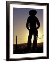 Cowboy Silhouette, Ponderosa Ranch, Seneca, Oregon, USA-Darrell Gulin-Framed Photographic Print