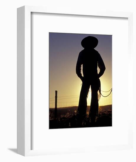 Cowboy Silhouette, Ponderosa Ranch, Seneca, Oregon, USA-Darrell Gulin-Framed Photographic Print